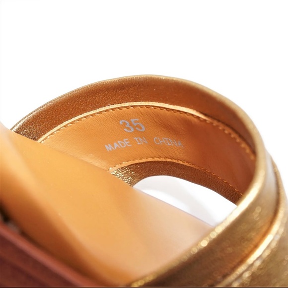 NIB See By Chloe Goat MD Sand Robin Gold Leather Platform Wedge Sandals 6 US - Picture 11 of 16